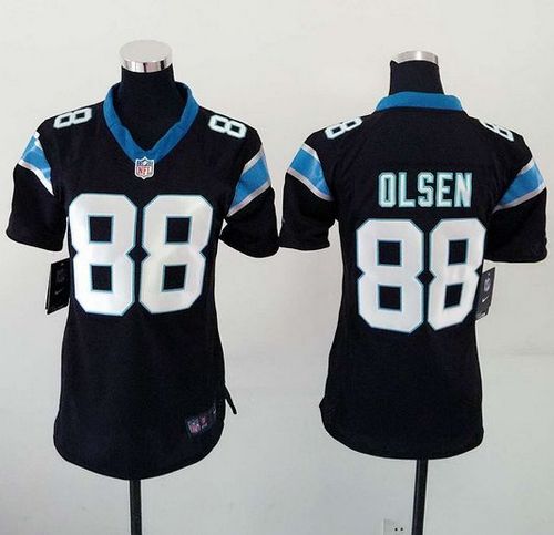 Nike Panthers #88 Greg Olsen Black Team Color Women's Stitched NFL Elite Jersey